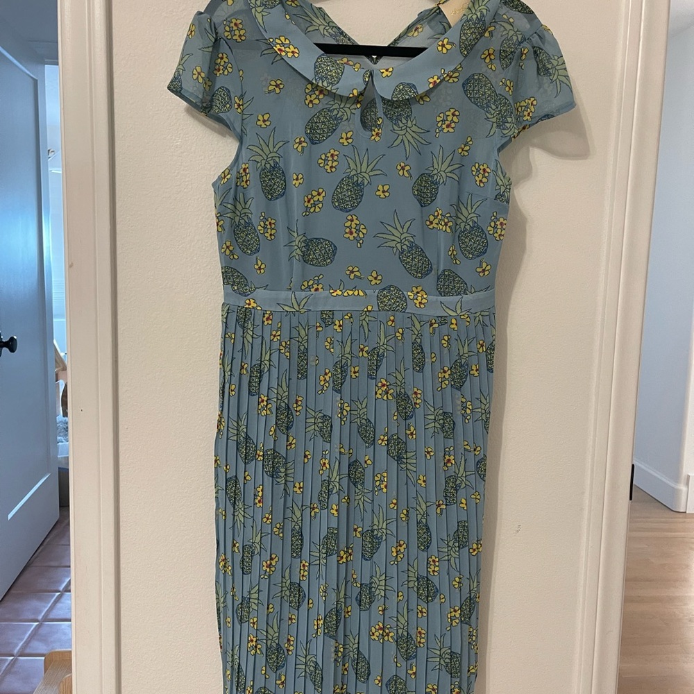 Modcloth Light Blue Pineapple Dress Large